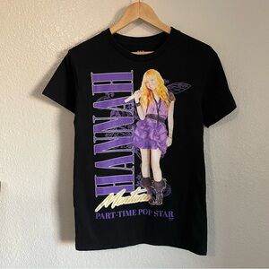 Hannah Montana Graphic Tee Short Sleeve T-Shirt Black Purple Pop Star Size Small